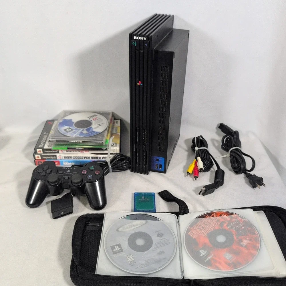 Sony PlayStation 2 PS2 Fat SCPH-39001 Console OEM Black Controller 11 Games